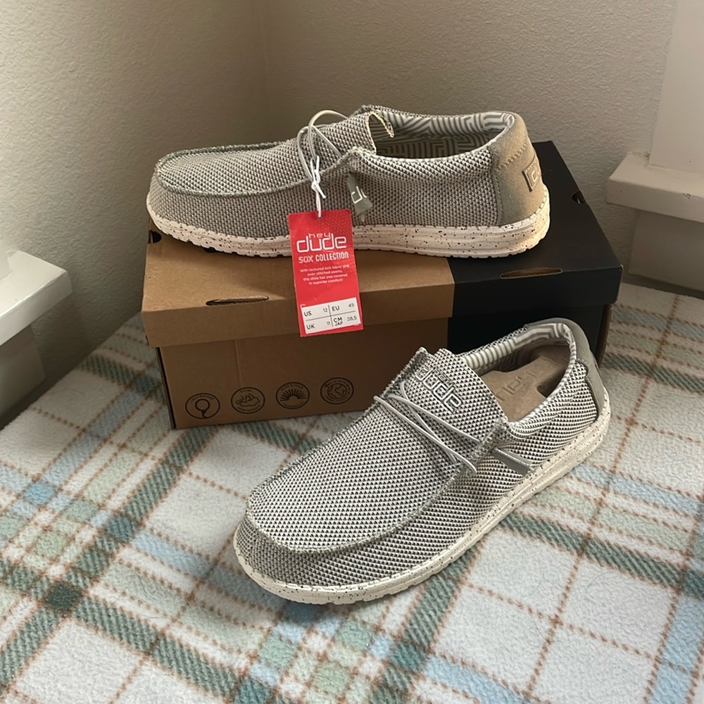 New Hey Dude Wally Sox, Color: Ash, Size 12, New with Box and Tags